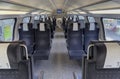 Inside of the BLS RABe 515 026 Ã¢â¬â Double-decker train Ã¢â¬ÅMUTZÃ¢â¬Â at the first class train